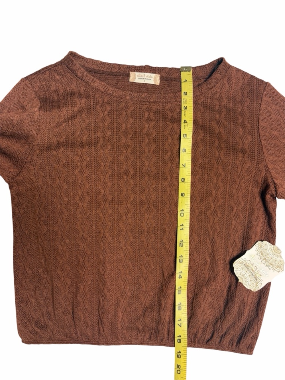 Altar’d State Women's Cable Knit Pullover Sweater - Brown - Picture 6 of 7